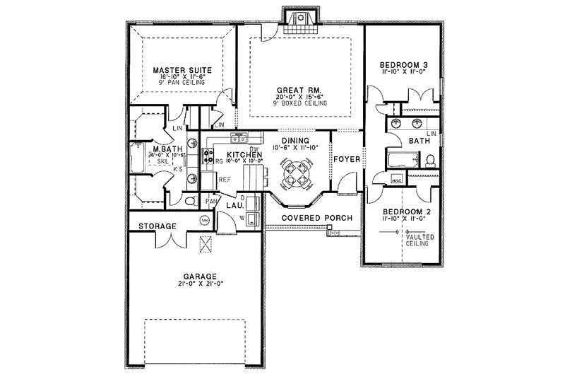 Architectural House Design - Floor Plan - Main Floor for Ranch House Plan #17-2637 - 3 bed, 2 bath