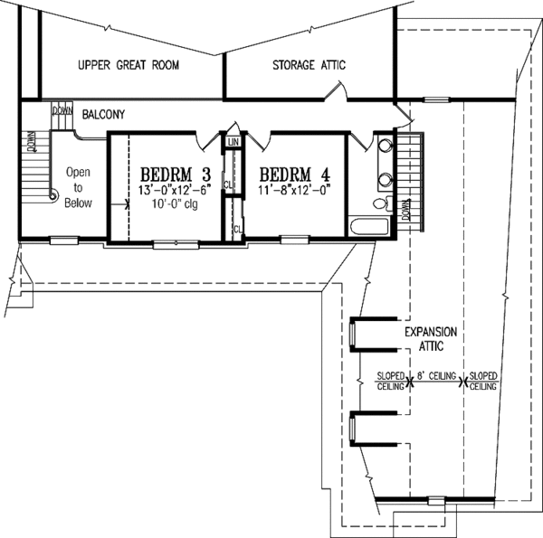 House Blueprint - Country Floor Plan - Upper Floor Plan #456-99
