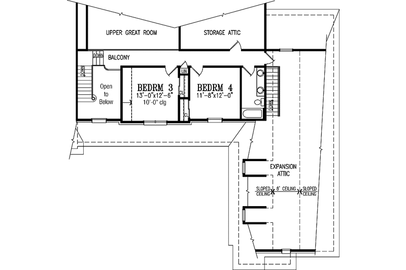 House Blueprint - Floor Plan - Upper Floor for Country House Plan #456-99 - 4 bed, 3.5 bath