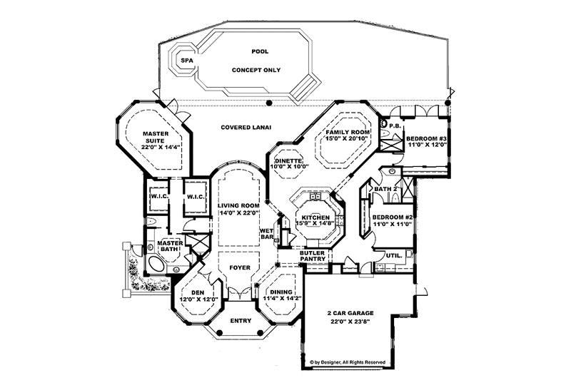 Dream House Plan - Floor Plan - Main Floor for Contemporary House Plan #1017-20 - 3 bed, 3 bath