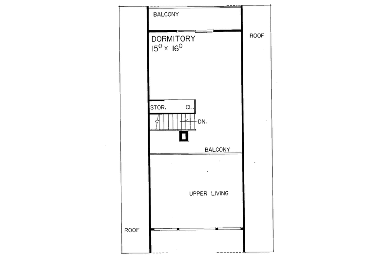 House Design - Floor Plan - Upper Floor House Plan #72-523 - 2 bed, 1 bath