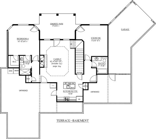 Architectural House Design - European Floor Plan - Lower Floor Plan #437-58