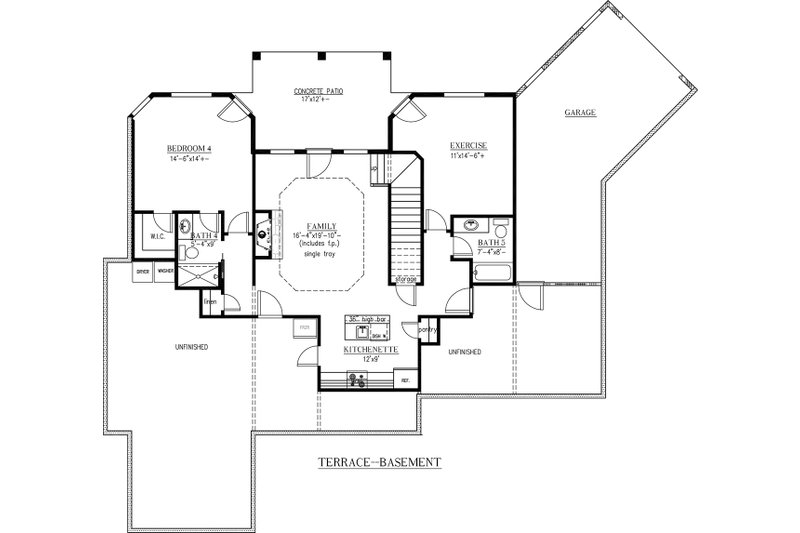 Dream House Plan - Floor Plan - Lower Floor for European House Plan #437-58 - 3 bed, 3 bath