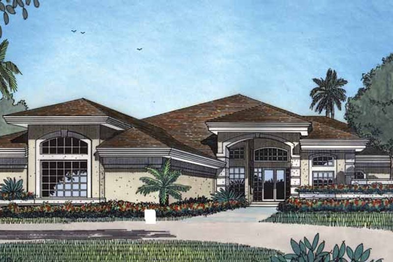 Dream House Plan - Mediterranean Exterior - Front Elevation Plan #417-477