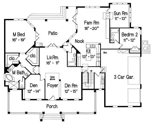 Southern Floor Plan - Main Floor Plan #417-409