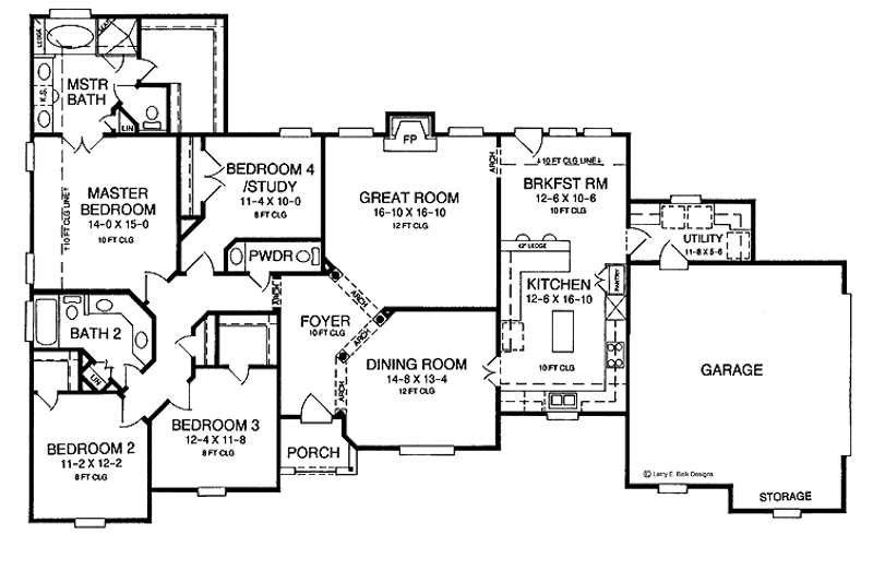 Dream House Plan - Floor Plan - Main Floor for Ranch House Plan #952-165 - 4 bed, 2.5 bath
