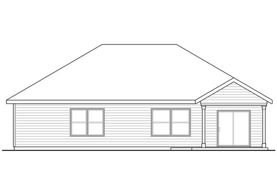 Exterior - Rear Elevation for Ranch House Plan #124-939 - 3 bed, 2 bath