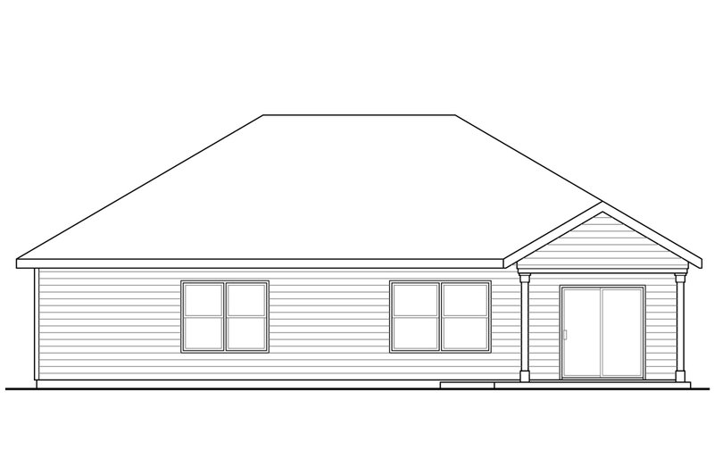 Architectural House Design - Exterior - Rear Elevation for Ranch House Plan #124-939 - 3 bed, 2 bath