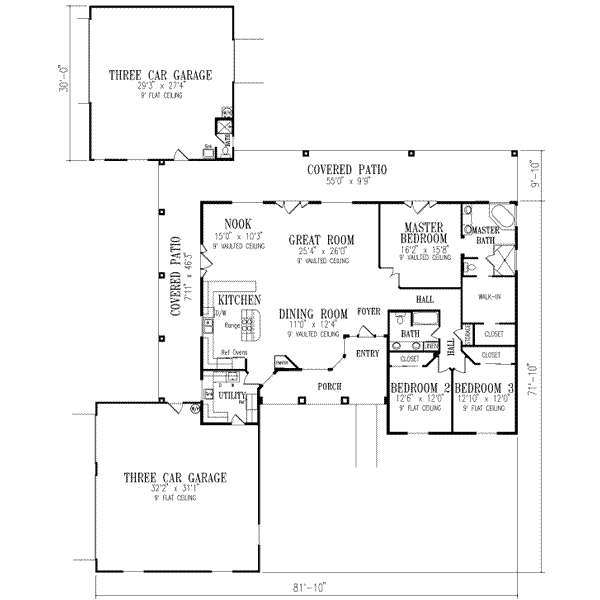 Home Plan - Adobe / Southwestern Floor Plan - Main Floor Plan #1-556