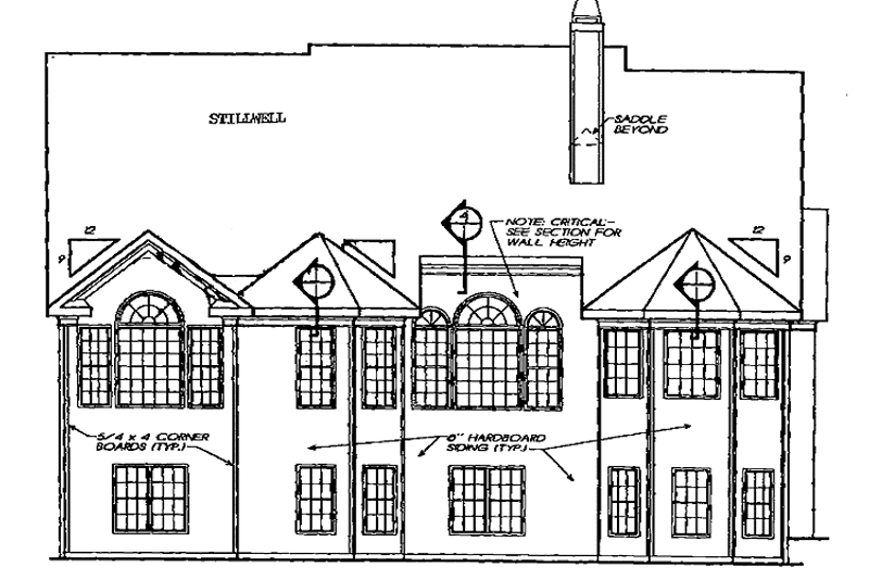 Home Plan - Exterior - Rear Elevation for Colonial House Plan #927-825 - 4 bed, 3.5 bath