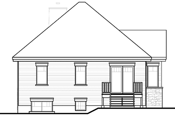 Exterior - Rear Elevation for Country House Plan #23-2389 - 4 bed, 2 bath