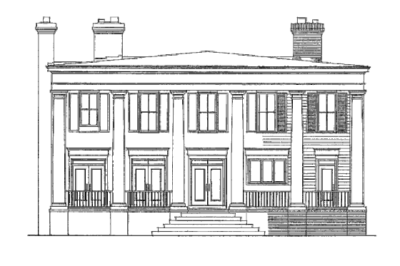 Exterior - Rear Elevation for Classical House Plan #72-464 - 4 bed, 3.5 bath
