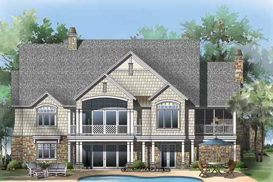 Exterior - Rear Elevation 2 for Craftsman House Plan #929-861 - 4 bed, 4 bath