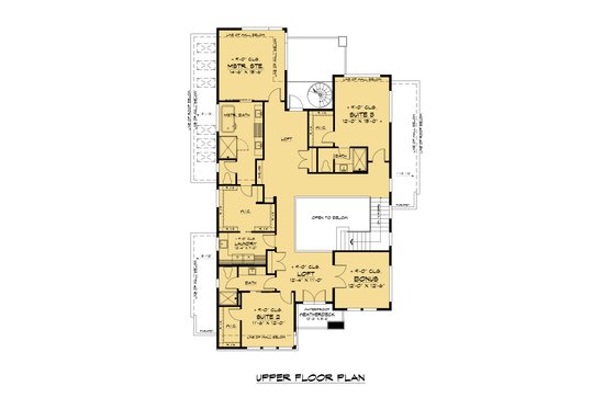 Floor Plan - Upper Floor for Contemporary House Plan #1066-162 - 5 bed, 5.5 bath