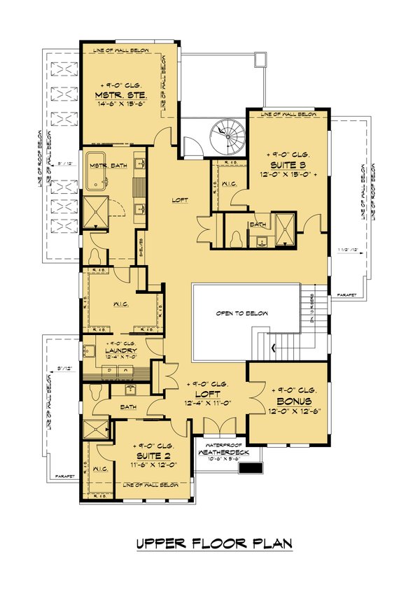 Contemporary Floor Plan - Upper Floor Plan #1066-162