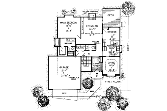 Floor Plan - Main Floor for Traditional House Plan #312-264 - 3 bed, 2.5 bath
