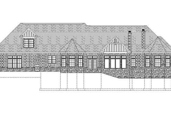 Exterior - Rear Elevation for Craftsman House Plan #1057-1 - 3 bed, 3 bath