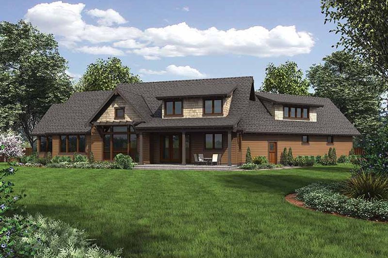 House Blueprint - Exterior - Rear Elevation 1 for Craftsman House Plan #48-921 - 3 bed, 2.5 bath