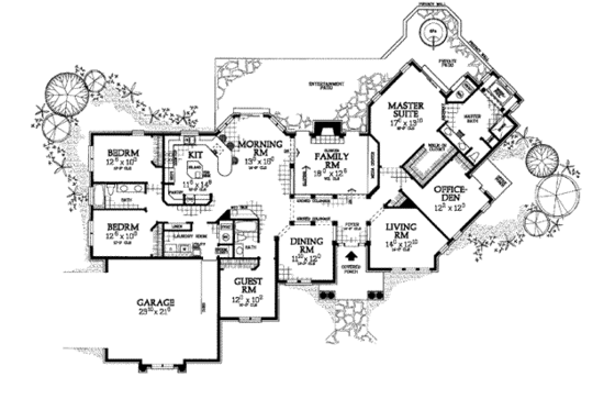 Floor Plan - Main Floor for European House Plan #72-170 - 4 bed, 3 bath