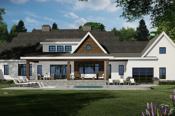 Exterior - Rear Elevation for Farmhouse House Plan #51-1451 - 5 bed, 3.5 bath