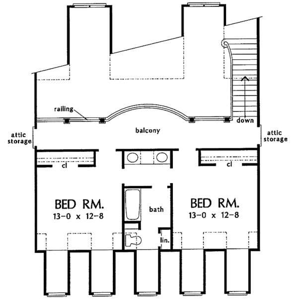 Classical Floor Plan - Upper Floor Plan #929-263