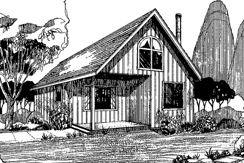 Home Plan - Exterior - Front Elevation 3 for Country House Plan #60-660 - 2 bed, 1 bath