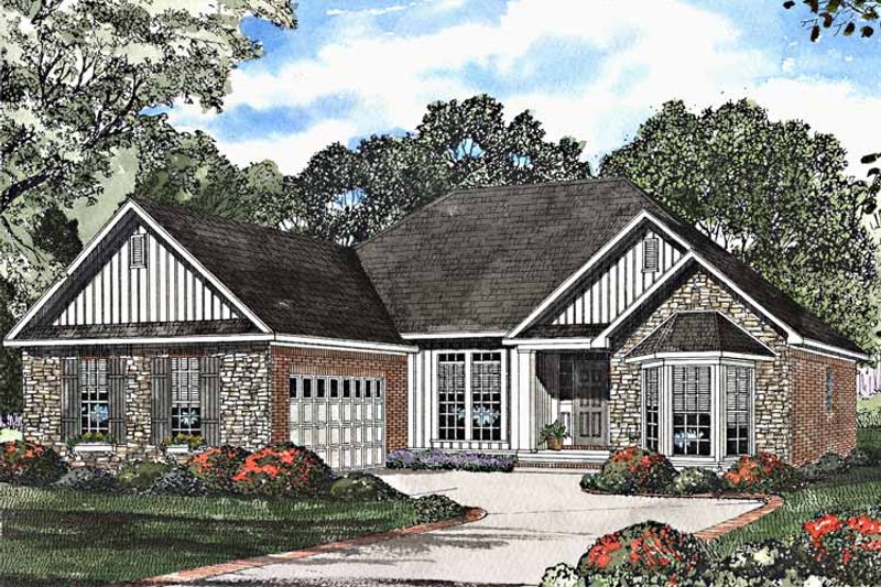 House Blueprint - Exterior - Front Elevation 3 for Country House Plan #17-3167 - 3 bed, 2 bath