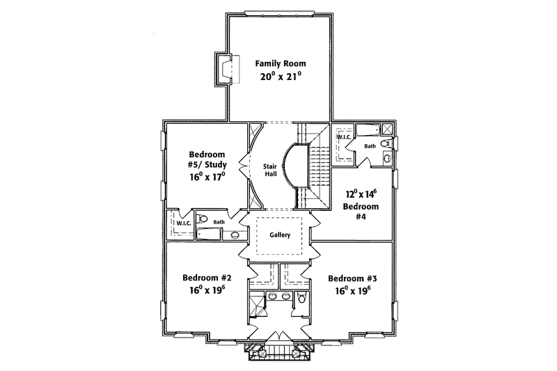 Architectural House Design - Floor Plan - Upper Floor for Country House Plan #429-329 - 5 bed, 4.5 bath