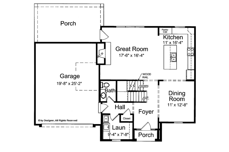 Home Plan - Floor Plan - Main Floor for Traditional House Plan #46-794 - 4 bed, 2.5 bath
