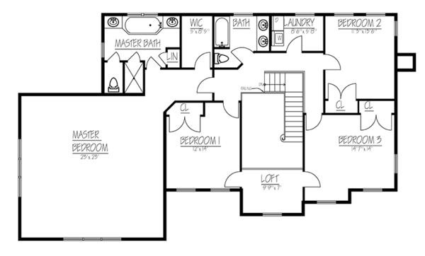 House Design - Traditional Floor Plan - Upper Floor Plan #1061-3