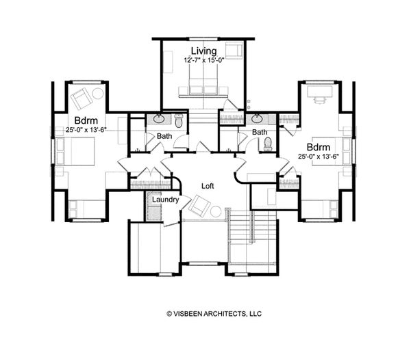 Traditional Floor Plan - Upper Floor Plan #928-262