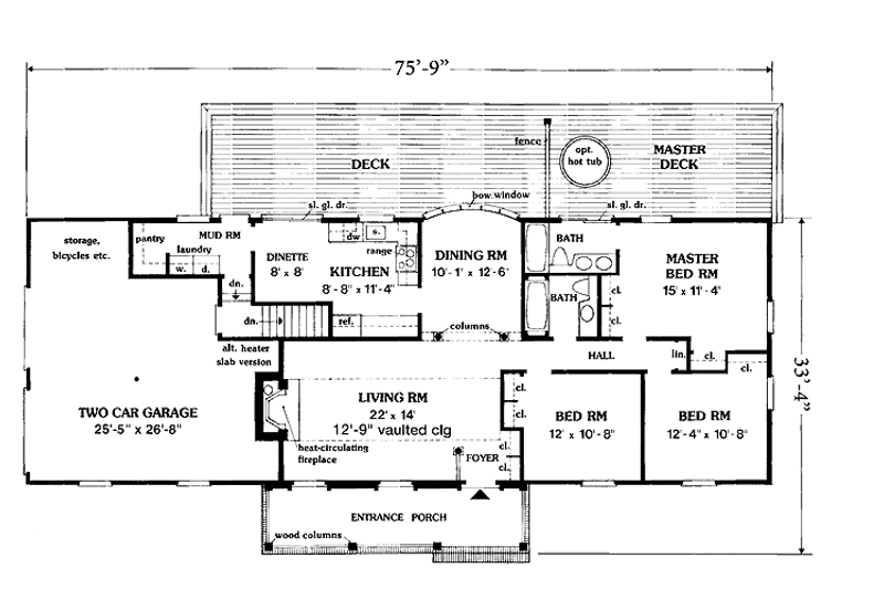 House Plan Design - Floor Plan - Main Floor for Country House Plan #456-114 - 3 bed, 2 bath