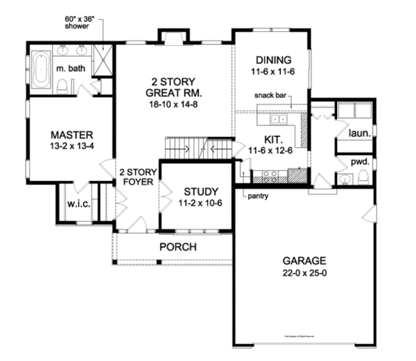 House Design - Traditional Floor Plan - Main Floor Plan #1010-75