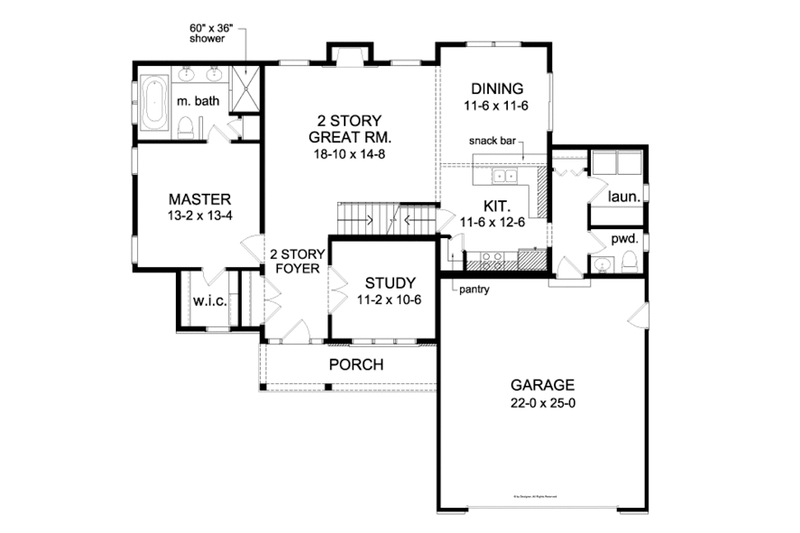 Architectural House Design - Floor Plan - Main Floor for Traditional House Plan #1010-75 - 3 bed, 2.5 bath