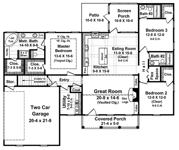 Architectural House Design - Country Floor Plan - Main Floor Plan #21-400
