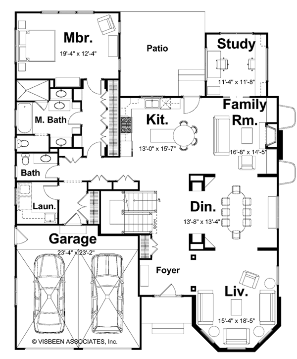 House Plan Design - Traditional Floor Plan - Main Floor Plan #928-70