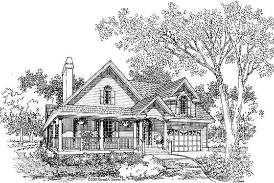 Exterior - Front Elevation for Country House Plan #929-644 - 3 bed, 2.5 bath