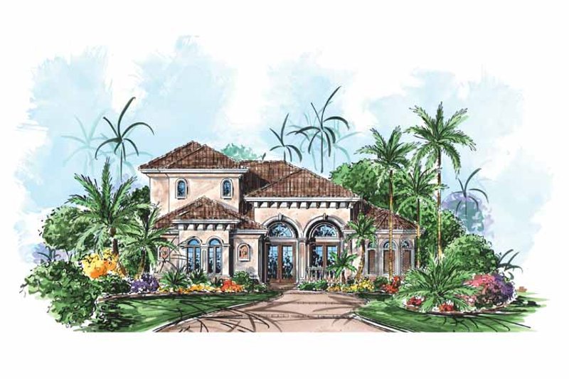 Architectural House Design - Exterior - Front Elevation 3 for Mediterranean House Plan #1017-147 - 3 bed, 2.5 bath