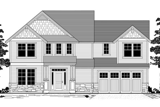 Exterior - Front Elevation for Craftsman House Plan #53-483 - 3 bed, 2.5 bath