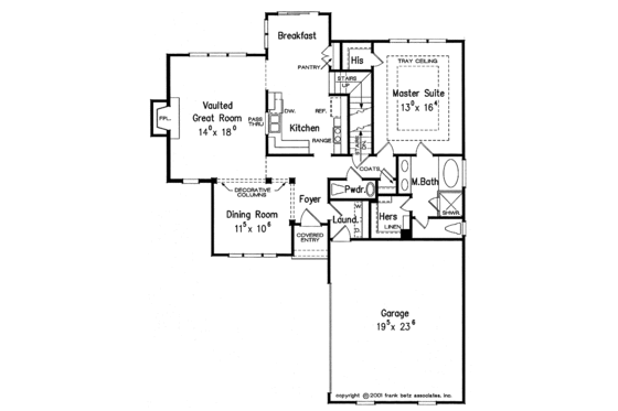 Floor Plan - Main Floor for Colonial House Plan #927-607 - 3 bed, 2.5 bath