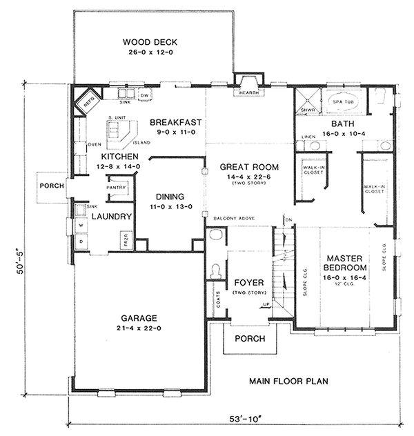 Home Plan - Main Floor Plan - 2700 square foot European home
