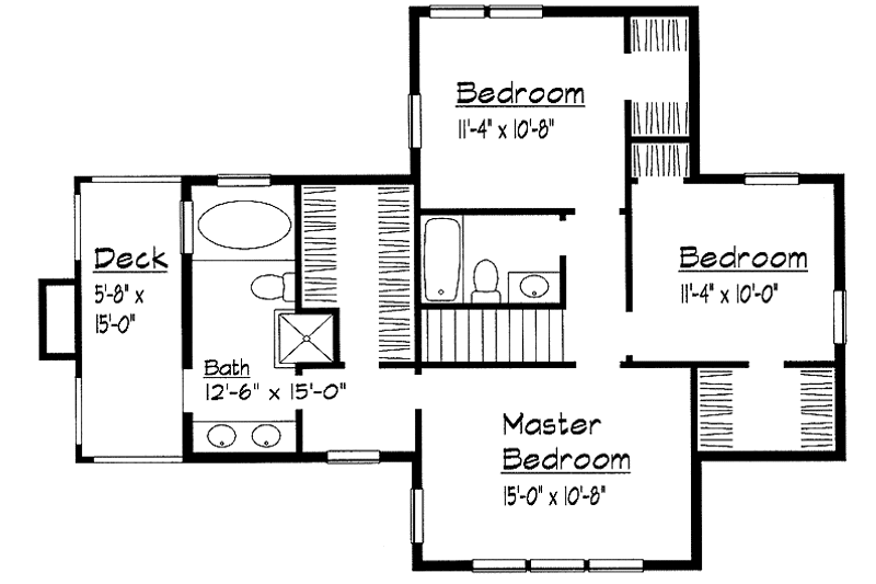 Dream House Plan - Floor Plan - Upper Floor for Country House Plan #1051-3 - 3 bed, 2.5 bath