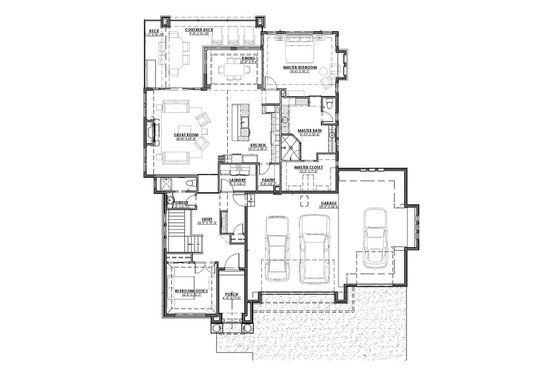 Floor Plan - Main Floor for Ranch House Plan #1069-6 - 2 bed, 2 bath