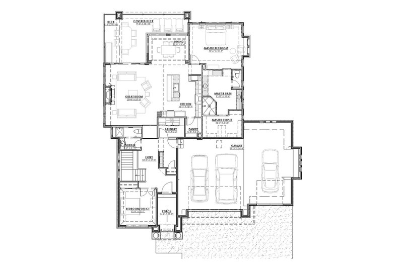 Dream House Plan - Floor Plan - Main Floor for Ranch House Plan #1069-6 - 2 bed, 2 bath