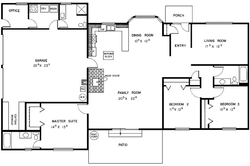 Home Plan - Floor Plan - Main Floor for Ranch House Plan #60-895 - 3 bed, 3 bath