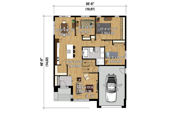 Floor Plan - Main Floor 1 for Contemporary House Plan #25-4546 - 3 bed, 1 bath