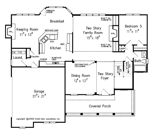 Architectural House Design - Colonial Floor Plan - Main Floor Plan #927-889