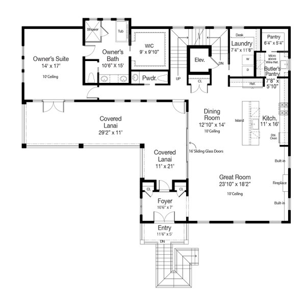 Traditional Floor Plan - Main Floor Plan #938-160