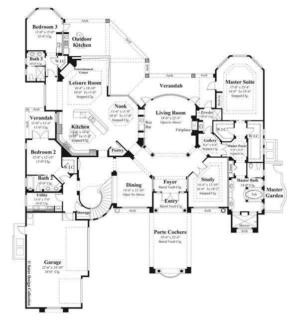 Architectural House Design - Mediterranean Floor Plan - Main Floor Plan #930-442