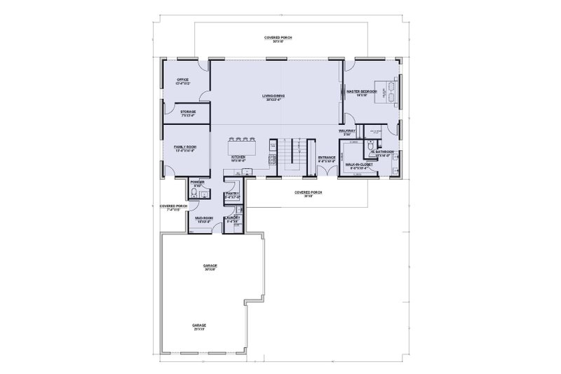 Home Plan - Floor Plan - Main Floor for Barndominium House Plan #1107-14 - 4 bed, 2.5 bath